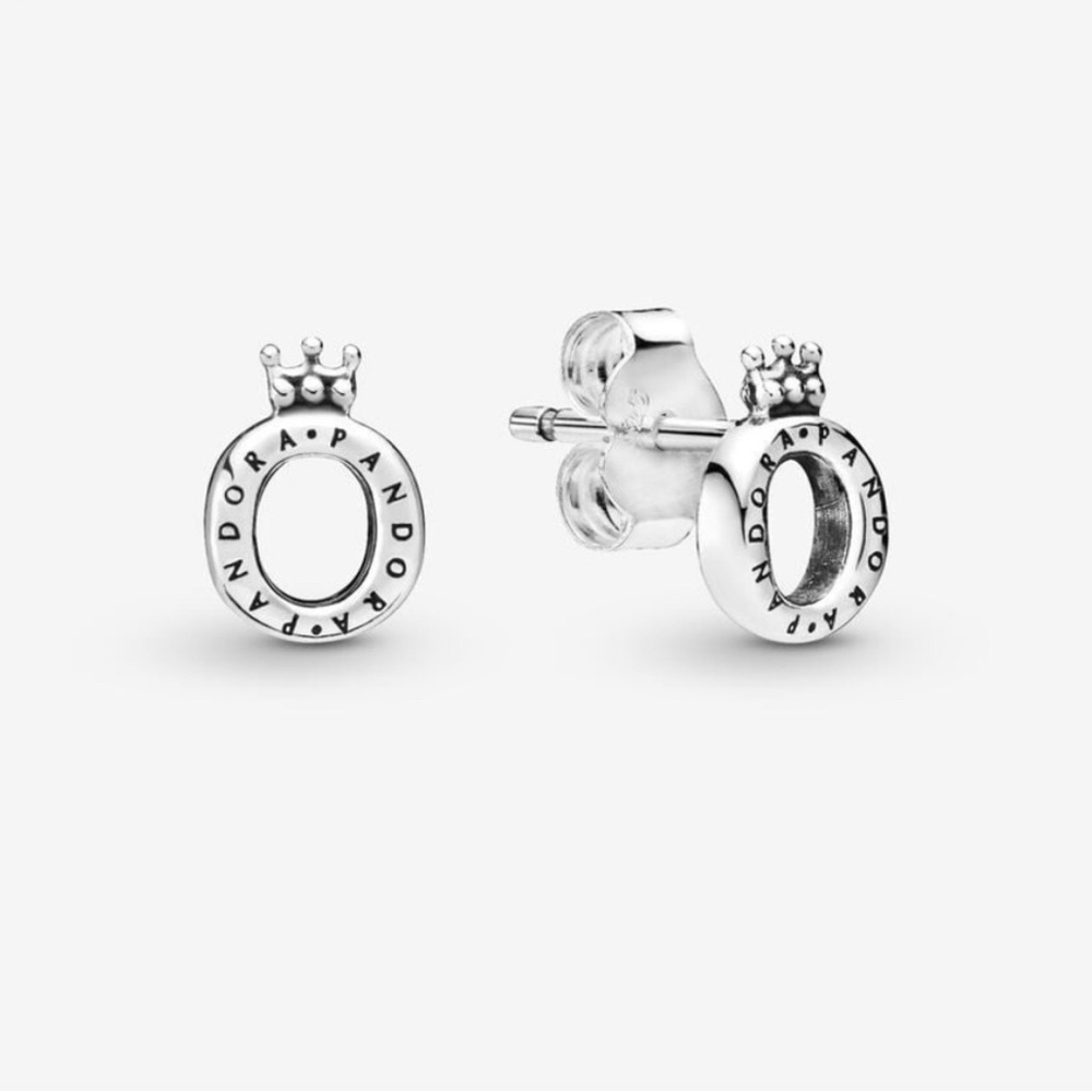 New/never worn PANDORA Polished Crown O Stud Earrings